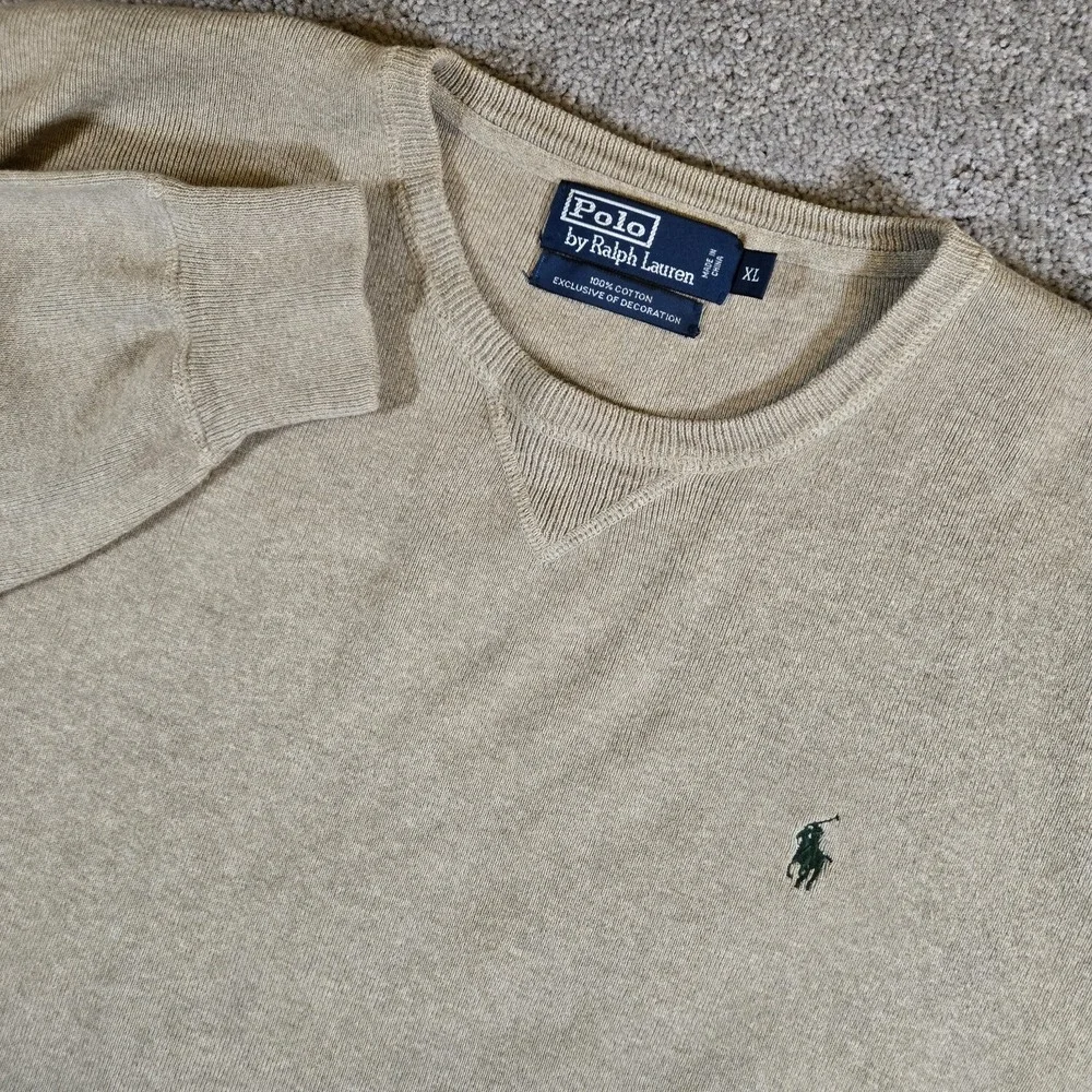 Polo Ralph Lauren Men's Khaki 100% Cotton Sweater Size XL Pony Logo